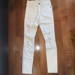 FRAME Denim Le High Skinny white distressed jeans